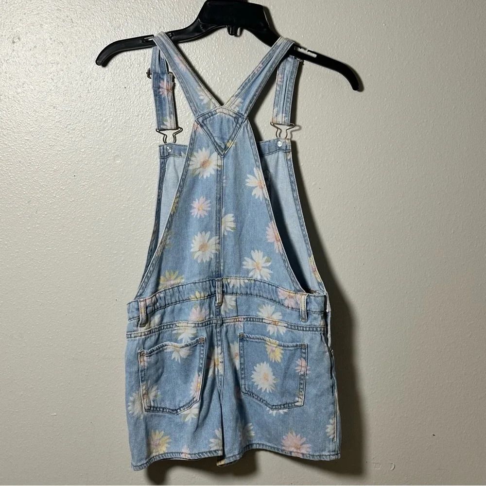 Wonder Nation Girl Kids Floral Denim Overalls Talls Shorts size‎ XL(14/16)